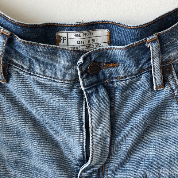 Free People Distressed High Waisted Denim Shorts - Picture 3 of 3